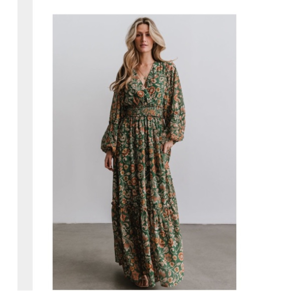 Bria Maxi Dress - Green Floral Maxi Dress